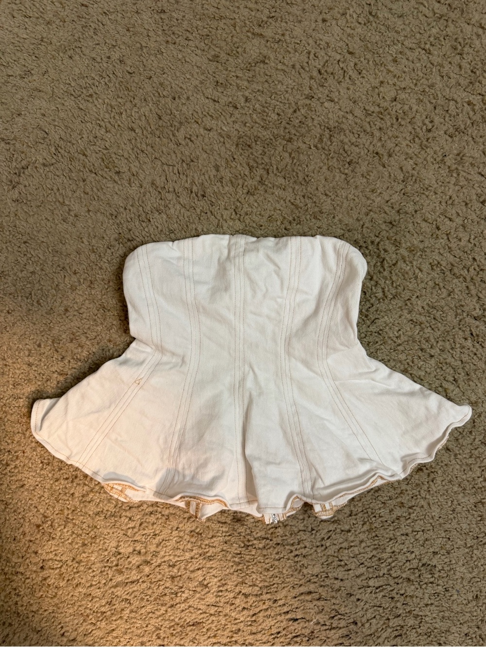 Women’s Jean White Strapless Flared Top